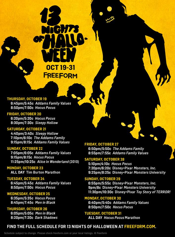 freeform 31 nights of halloween 2020 schedule Freeform S 13 Nights Of Halloween 2017 Schedule Announced Halloween Daily News freeform 31 nights of halloween 2020 schedule