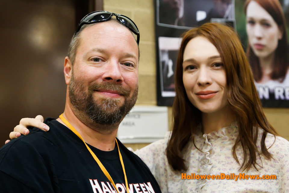 HDN's Matt Artz with Rhian Rees at H40: Forty Years of Terror (photo by Sue Artz for Halloween Daily News)